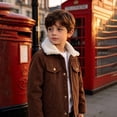 thumbnail image 4 of GiLiling Baby Boy Winter Corduroy Sherpa Fleece Jacket Toddler Boys Winter Fall Fleece Jacket Button down Thermal Outerwear (Brown, 11 Years), 4 of 7
