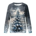 thumbnail image 4 of Tops for Women Plus Size Christmas Printed Round Neck Long Sleeve Capless Casual Loose Sweatshirt *Light Blue XL, 4 of 5