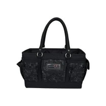 Deluxe Store  Tote Craft Organizer, Black  White Floral