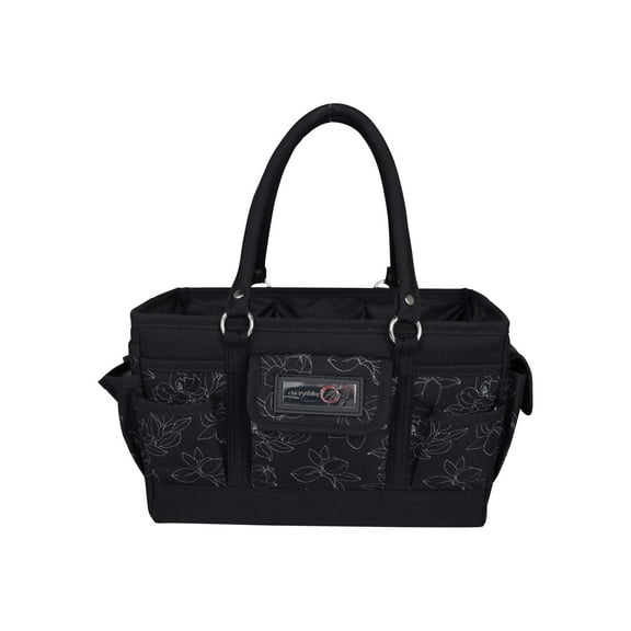 Deluxe Store  Tote Craft Organizer, Black  White Floral