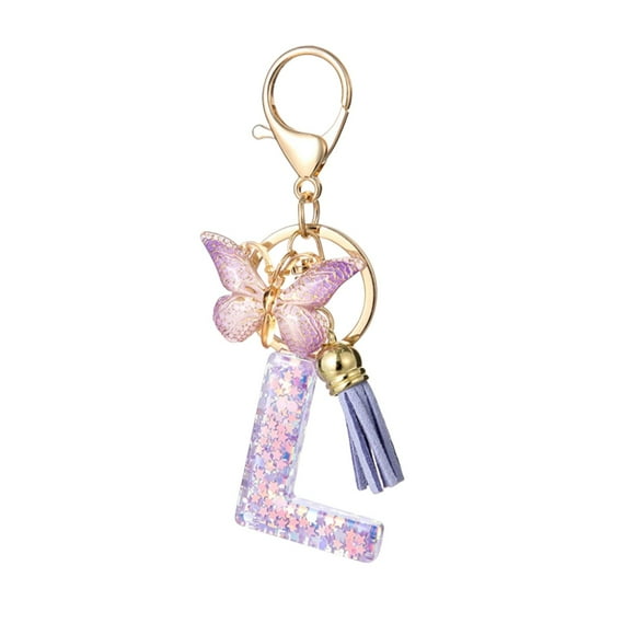 Rvkxad Fashion Letter Key Chain, Butterfly Tassel Pendant for Keys Backpack Decoration, Keychain Accessory Key Fob Key Ring