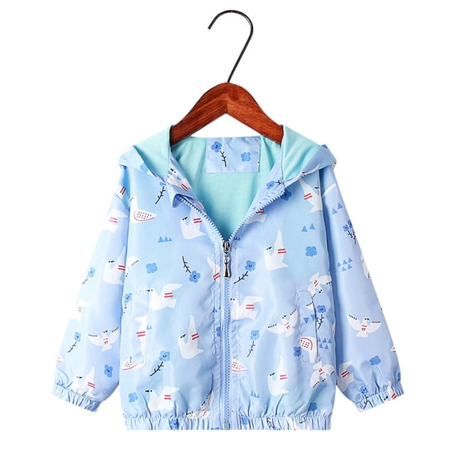 Cowsor Girls' Printed Hooded Zippered Jacket – Long Sleeve Loose Coat (3-9Y)