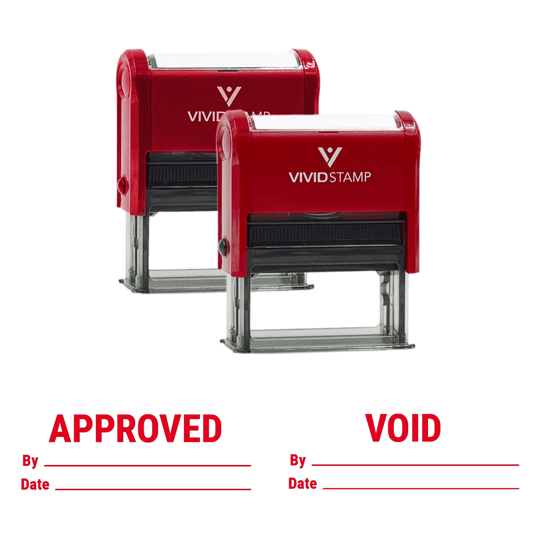 Vivid Stamp Approved By Date and Void By Date SelfInking Rubber Stamps
