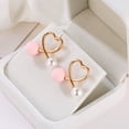 thumbnail image 3 of Precioso corazón de melocotón cruzado con perlas de imitación, estilo dulce, pendientes de tuerca, joyería para mujer Oro Sunnimix Stud de oreja de corazón de melocotón, 3 of 8