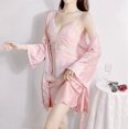 thumbnail image 1 of Pijama sexy de primavera y verano para mujer, camisón fino de seda helada con almohadilla para el pecho, camisón con tirantes, conjunto de dos piezas, ropa de belleza para el hogar, 1 of 6