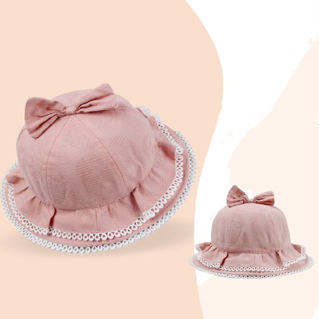 Cute Summer Baby Girl Bucket Hat Print Outdoor Bowknot Kids Girl Sun Hat Children Intant Toddler Panama Beach Cap2fit 3 to 12M He Qiyong unisex