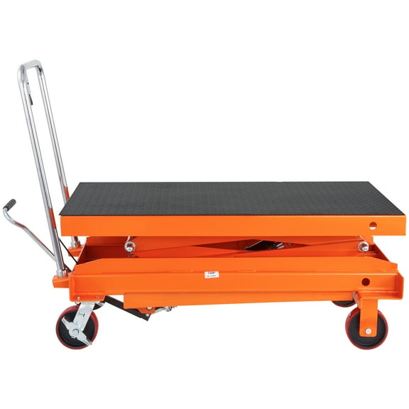 KFFKFF Manual Hydraulic Table Cart, Capable of Lifting 1760lbs to 59", Double Scissor Design with 4 Mobile Wheels and Anti-slip Mat, Ideal for Material Management and Transport