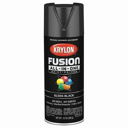 Krylon Spray Paint, Black, Gloss, Water, 12 oz K02702007