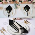 thumbnail image 2 of Black Beige Striped Cloth Napkins, Modern Farmhouse Retro Lines Washable and Reusable Dinner Napkins Set of 6, Table Napkin for Kitchen Party Birthday Wedding Hotel Housewarming 20"x20", 2 of 8