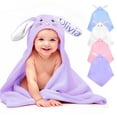 thumbnail image 1 of Toalla de bebé con capucha Baosity Bunny con nombre para niñas y niños, 1 of 8