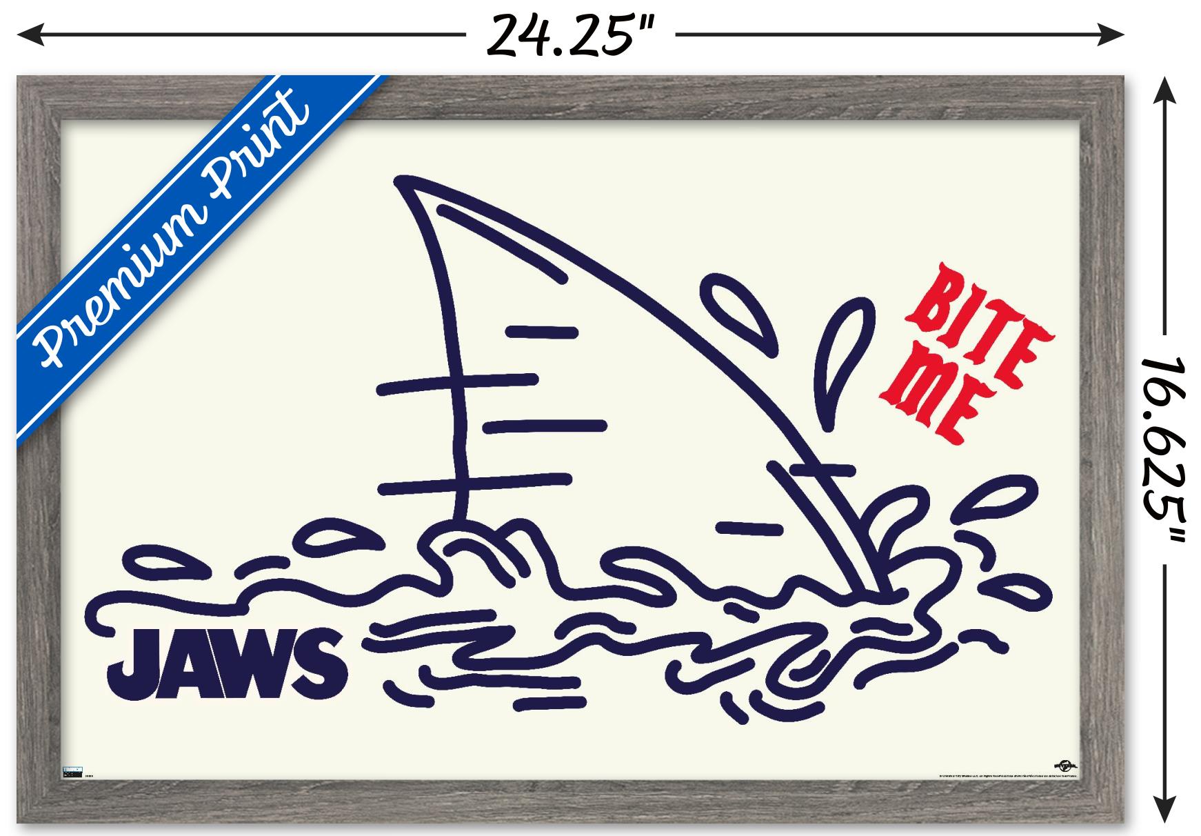Jaws - Bite Me Wall Poster, 14.725" x 22.375", Framed