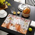 thumbnail image 4 of Orange White Pumpkins Placemats Set of 4, Thanksgiving Leaves Fall Grey Wood Washable Wipeable Table Mats for Dining Tables, Indoor Outdoor Kitchen Place Mats for Holiday Party Table Decor, 4 of 9