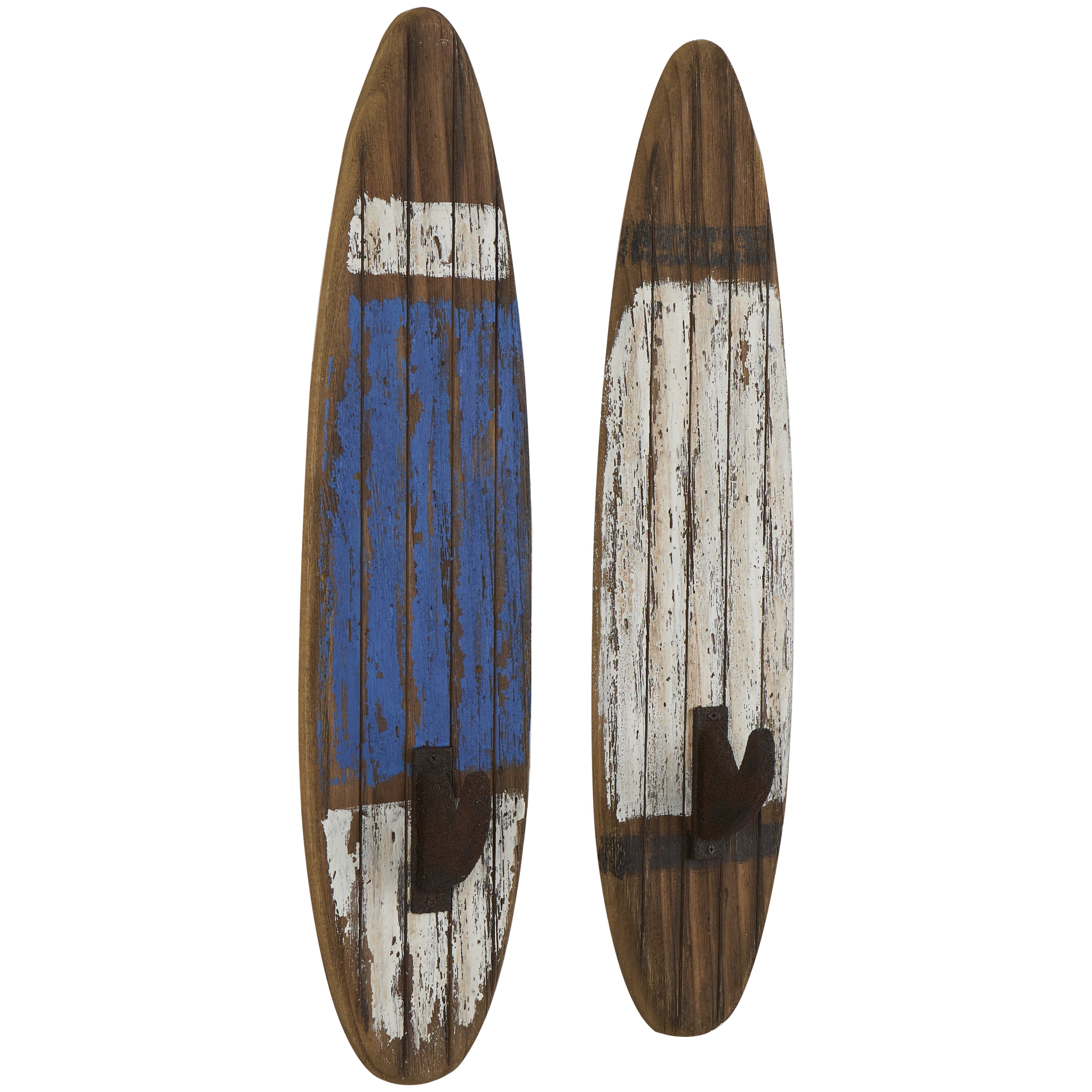 DecMode 6"W, 27"H White Wood Surfboard Wall Hook, 2-Pieces