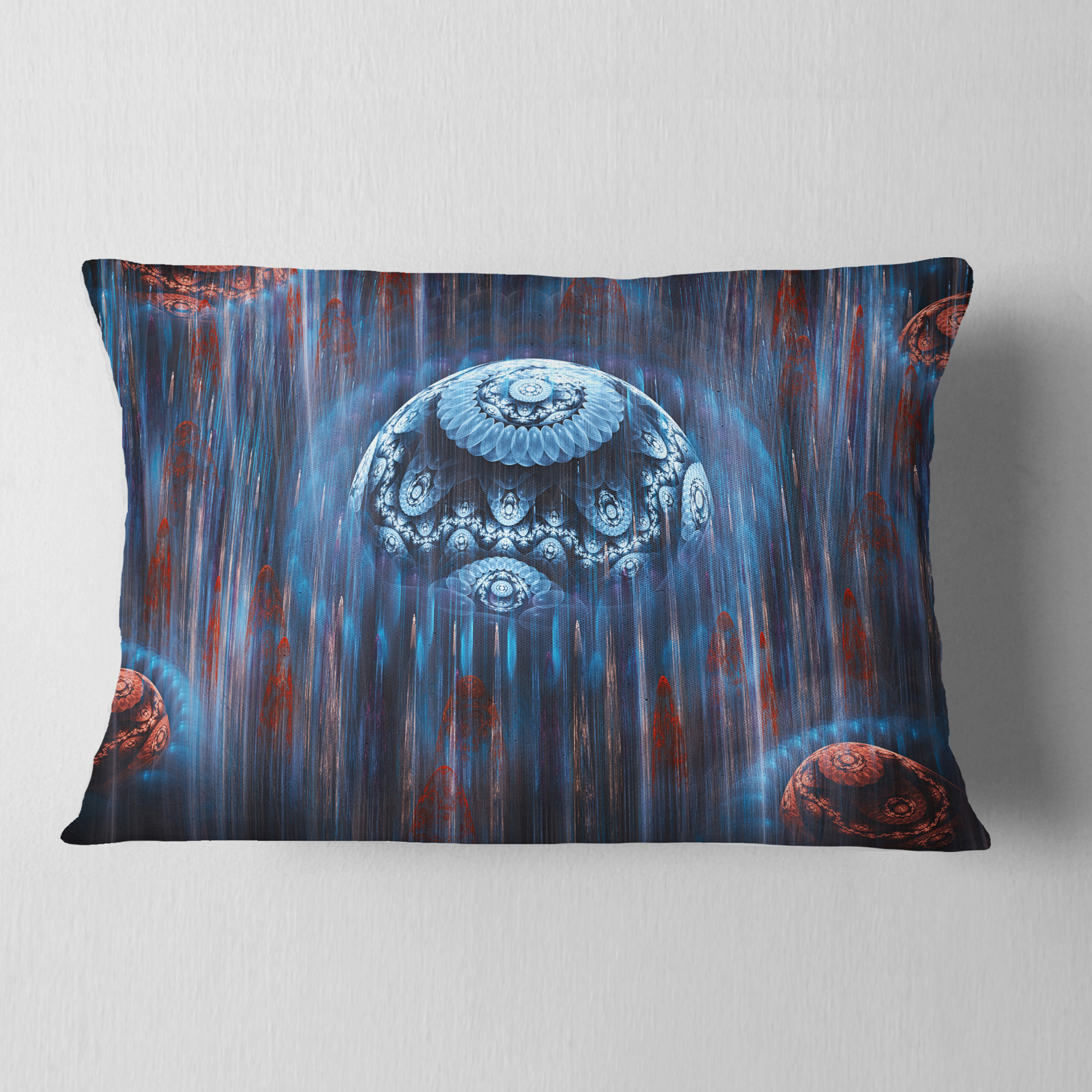 Designart Blue World of Infinite Universe - Abstract Throw Pillow - 12x20