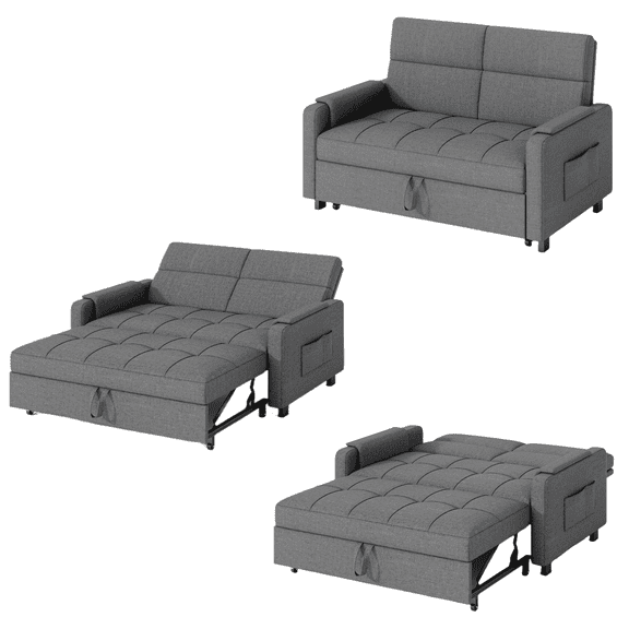 Lofka 71" D Twin Size Convertible Pull-Out Sofa Bed with 6 Adjustable Angles and Smooth Rolling Wheels for Small Spaces, Dark Gray
