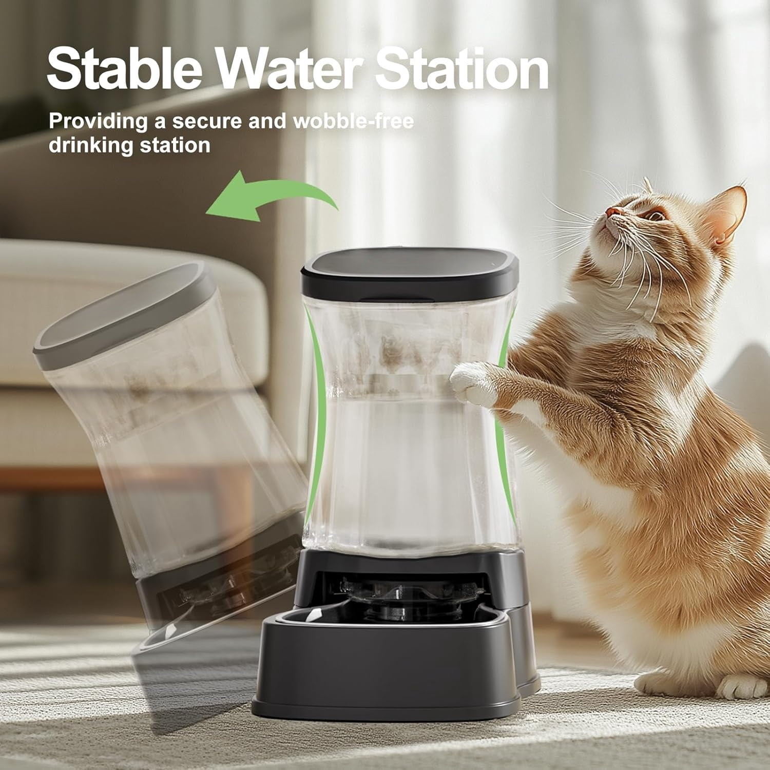 Nomipaw Cat Dog Feeder and Waterer - Automatic Gravity Feeding - Two-in-One - 1.6 Gallon Each Feeder - Dark Blue