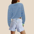 thumbnail image 4 of Annhoo Cropped Sweatshirt for Women Fall Casual Long Sleeve Crewneck Striped Tops Loose Color Block Clothes, 4 of 5