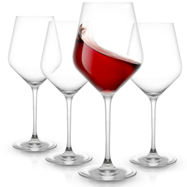 JoyJolt Layla Italian Crystal Red Wine Glasses, Set of 4 , 17 oz Clear –  Made in Europe 