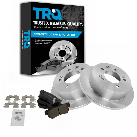 TRQ Rear Brake Pad & Rotor Kit Brake Pads Brake Rotor Semi-Metallic Fits Select 2007-2010 Hyundai Elantra