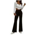 thumbnail image 1 of Hfyihgf High Waisted Velvet Flare Pants for Women Elastic Business Casual Work Long Pants Solid Color Bell Bottom Trousers(Brown,XL), 1 of 5