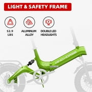 Windhorse W1-GRN City VoltRide Foldable Electric Bike for Adult 16 Fat Tires Beach Cruiser with Smart App (Green)