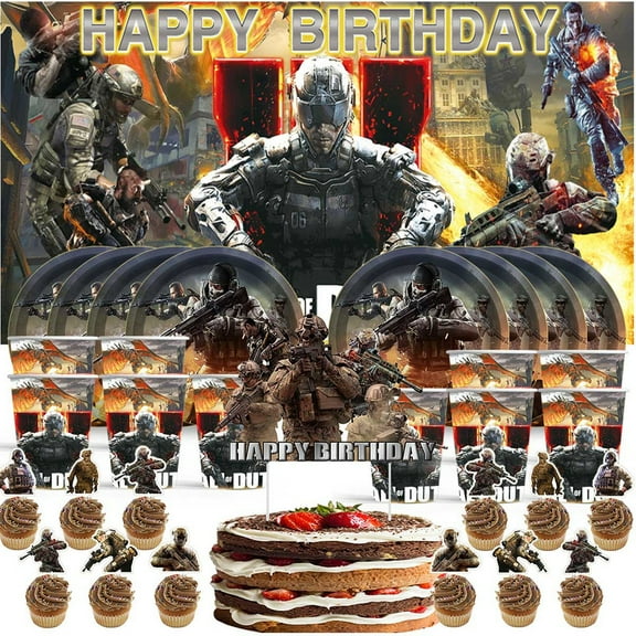 Call Of Duty Decor Backdrop Plates Birthday Cups Party Supplies Fans Decorations Banner