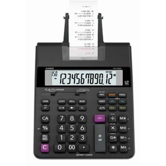 Open Box Casio HR-200RC 2 Color Printing Calculator with Clock/Calendar Feature, Black