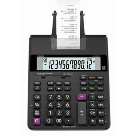 Casio HR-200RC 2 Color Printing Calculator with Clock/Calendar Feature, Black