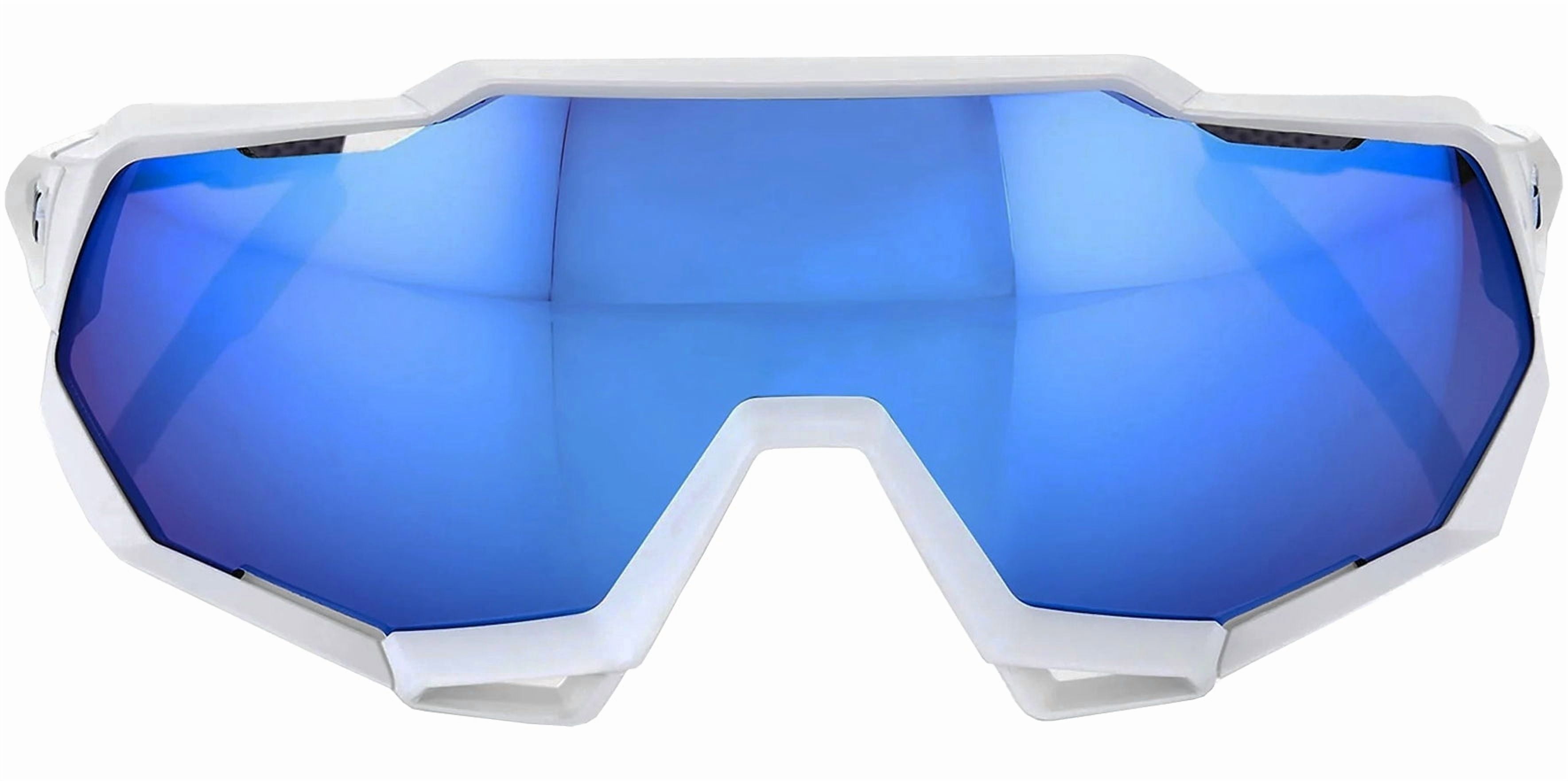 100% Speedtrap Matte White Unisex Shield Wrap Sunglasses with Clear Bonus Lens