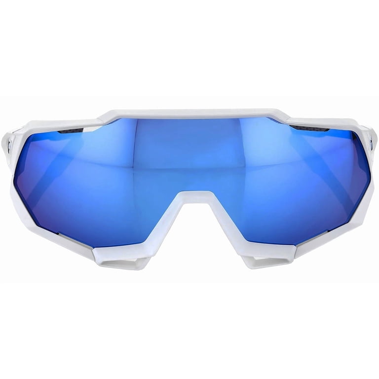100% Speedtrap Matte White Unisex Shield Wrap Sunglasses with