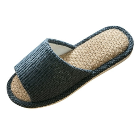 

ASEIDFNSA Men Slip On Shoes Leather Men Beach Slippers Men Ladies Indoor Non Slip Home Slippers Four Seasons Linen Slippers Couple Models Shoes