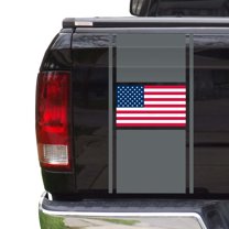 American USA Flag Racing Stripes Truck Tailgate Vinyl Decal Sticker Sport Lines Styling Straight Lines Compatible with Most Pickup Trucks - Back Graphic Sporting (11" x 25", Red)