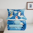 thumbnail image 5 of Manfei Festive Christmas Twin Comforter Sets,Snowman Penguin Deer Animals Bedding Set,Blue White,Christmas Reversible,2pcs,1 Comforter and 1 Pillowcase, 5 of 7