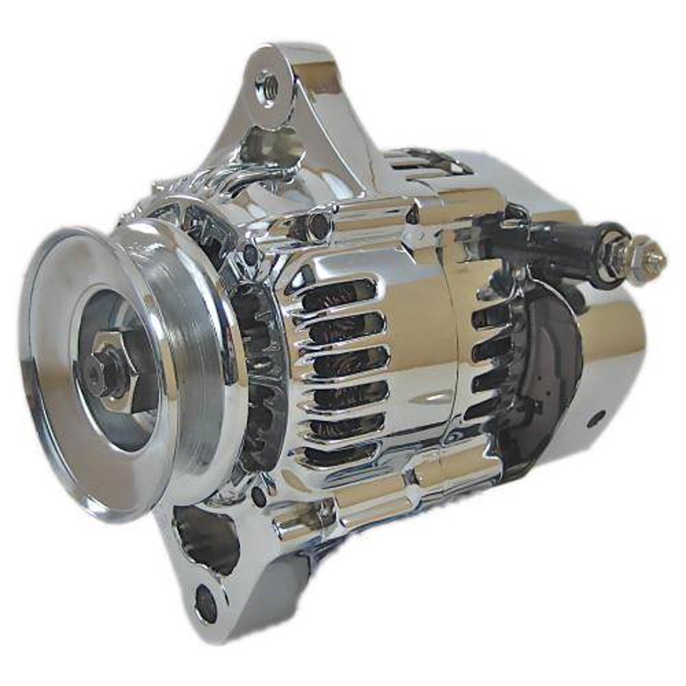 NEW 12V 60A CHROME CHEVY MINI ALTERNATOR FITS STREET ROD RACE 1WIRE