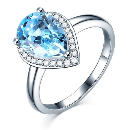 Fashion Women 925 Sterling Silver Water Drop Wedding Ring