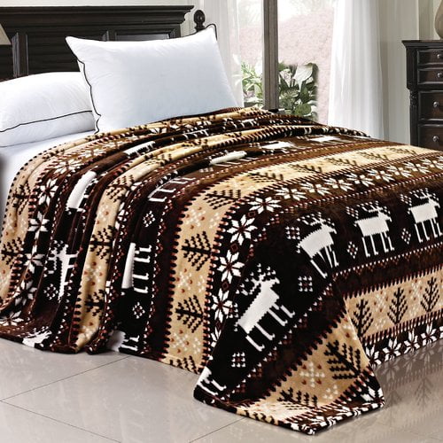BOON Throw & Blanket Snowflake Deer Fleece Throw Blanket ...
