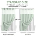 thumbnail image 3 of DawnJoanHD Waffle Weave No Hook Shower Curtain with Snap-in Liner, Mint Green Polyester Fabric with See-Through Top Window, 72" x 75", 3 of 10
