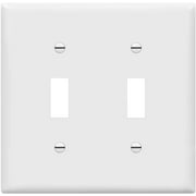 ENERLITES Toggle Light Switch Wall Plate, Glossy Finish, Size 2-Gang 4.50" x 4.57", Double Switch Cover, Unbreakable Polycarbonate Thermoplastic, 8812-W, White