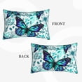 thumbnail image 4 of Daiia Blue Floral with Butterflies Bedding Waterproof Pillow Protector Zippered Queen – Bed Bug Proof Pillow Encasement-16"x24", 4 of 9