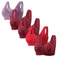 thumbnail image 1 of Latrodar Front Closure Bras for Women Bralettes for Women Plus Size 5PCS Supportive Bras No Underwire Deep Cup Smooth Bras with Wide Straps Solid Embroidered Underwear for Older Women Workout, 1 of 3