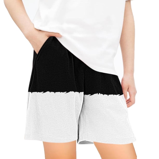 Odeerbi 5-14 Años Niños Niñas Entrenamiento de Verano Deportivo Pantalones Cortos Bloque de Color Impresión Suelto Casual Pantalones Cortos Con Bolsillos
