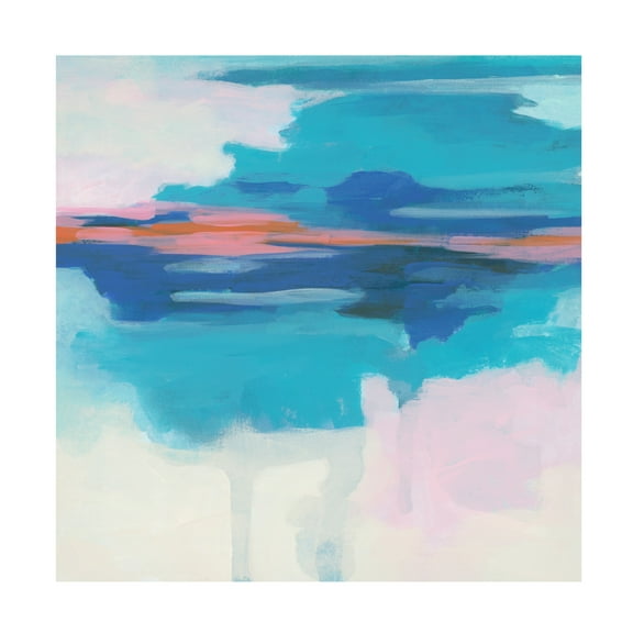 Canvas Wall Art - June Erica Vess 'Cyan Sunset I' Wall Art for Living Room, Bedroom, or Office Décor by Trademark Fine Art - 14 x 14 Inches
