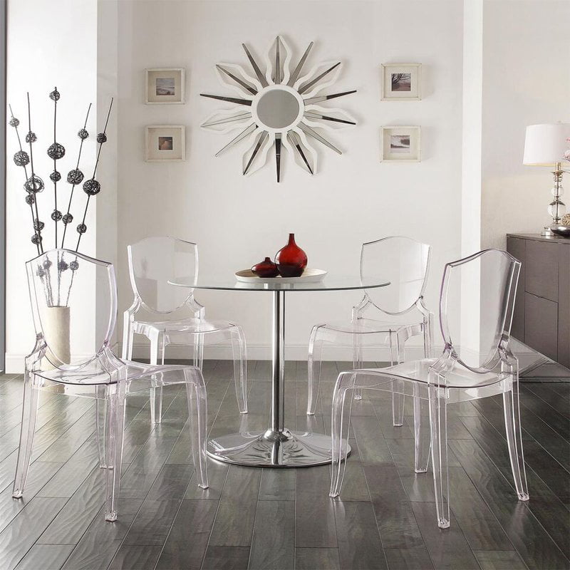 Dining Table With Clear Chairs 53, Dining Room Set With Clear Chairs