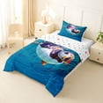 thumbnail image 2 of jejeloiu Cute Swimming Puffin Twin Comforter Sets,Ocean Animals Bedding Set For Boys,Blue Teal,Polkadot Reversible,2-Piece,1 Comforter and 1 Pillowcase, 2 of 7