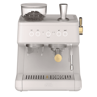 Thyme & Table Barista Grade Espresso Machine with 15-Bar Pressure, Conical Burr Grinder and Steam Wand, Sand White