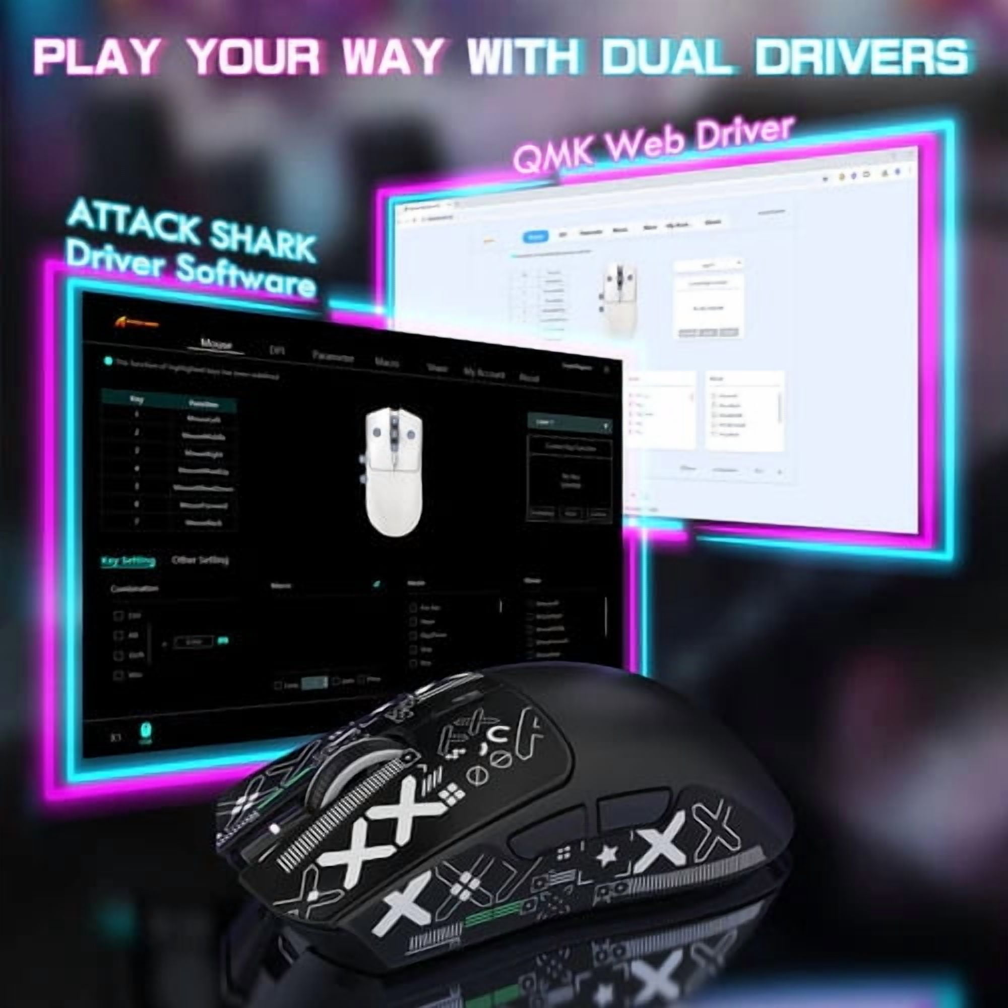 ATTACK SHARK X1 Tri-mode Gaming Mouse with Touchpad RGB Charging Dock PAW3395PRO Gaming Sensor, BT/2.4G Wireless/Wired, 6 Adjustable DPI up to 40000, Omron Optical Microswitches