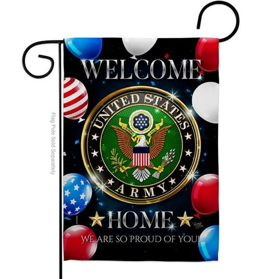 Breeze Decor G158627-BO 13 x 18.5 in. Welcome Home Army Garden Flag with Armed Forces Double-Sided Decorative Vertical Flags House Decoration Banner Yard Gift
