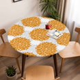 thumbnail image 5 of Yellow Hydrangea Flowers Elastic Fitted Round Table Cover Grey Floral Modern Waterproof Outdoor Tablecloth for Holiday Party, Picnic, Patio & Dining Fits Tables Up to 36"-44", 5 of 8