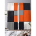 thumbnail image 3 of Abstract Color Block Sheer Curtains for Living Room Bedroom, Light-filtering Sheer Curtain, Orange Black Geometric Rod Pocket Voile Window Treatment Drapes, 52’’Wx108’’L, 2 Panels Set, 3 of 7