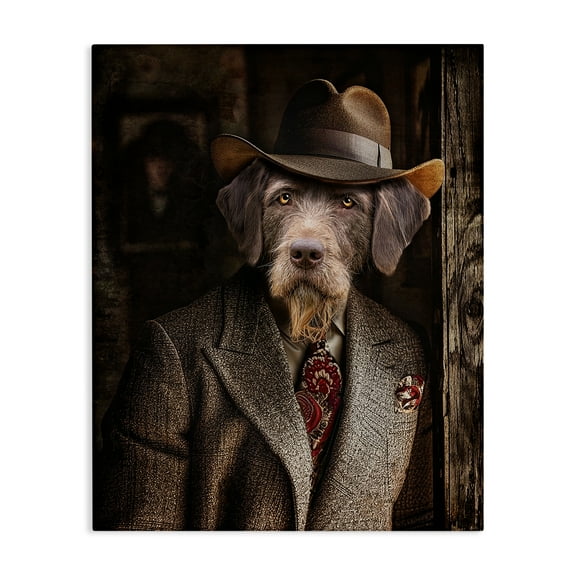Stupell Industries Classic Dog in Suit Animals & Insects Painting Gallery Wrapped Canvas Art Print Wall Art, 16 x 20